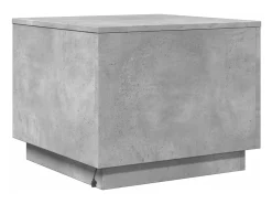 Mesa de centro con luces LED gris hormigón 50x50x40 cm