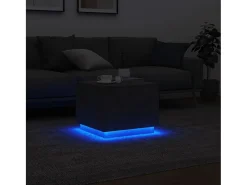 Mesa de centro con luces LED gris hormigón 50x50x40 cm