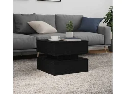 Mesa de centro con luces LED roble negro 50x50x40 cm