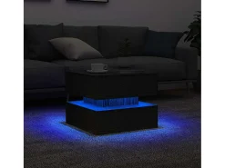 Mesa de centro con luces LED roble negro 50x50x40 cm