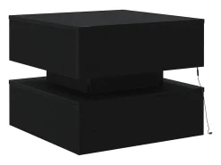 Mesa de centro con luces LED roble negro 50x50x40 cm
