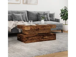 Mesa de centro con luces LED madera envejecida 90x50x40 cm