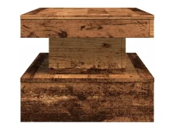 Mesa de centro con luces LED madera envejecida 90x50x40 cm