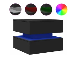 Mesa de centro con luces LED negro 50x50x40 cm