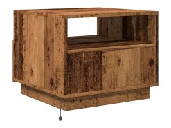 Mesa de centro con luces LED madera envejecida 50x49x40 cm