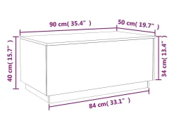 Mesa de centro con luces LED marrón roble 90x50x40 cm