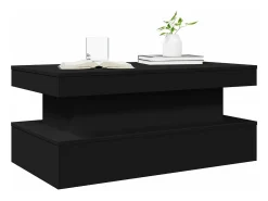 Mesa de centro con luces LED negro 90x50x40 cm