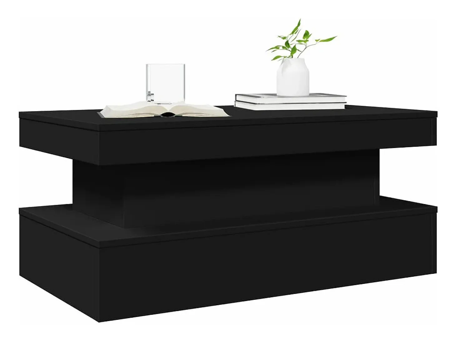 Mesa de centro con luces LED negro 90x50x40 cm