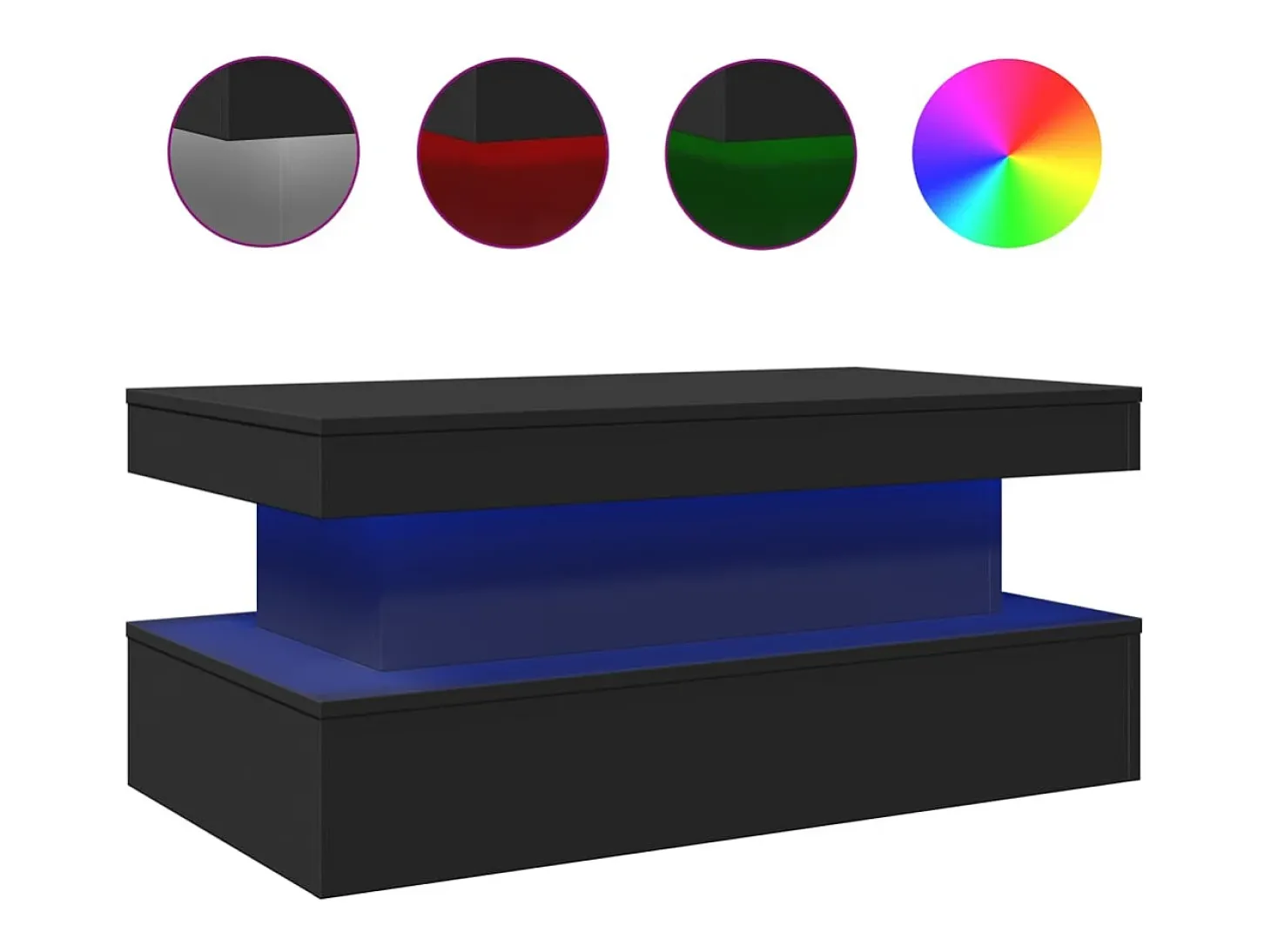 Mesa de centro con luces LED negro 90x50x40 cm