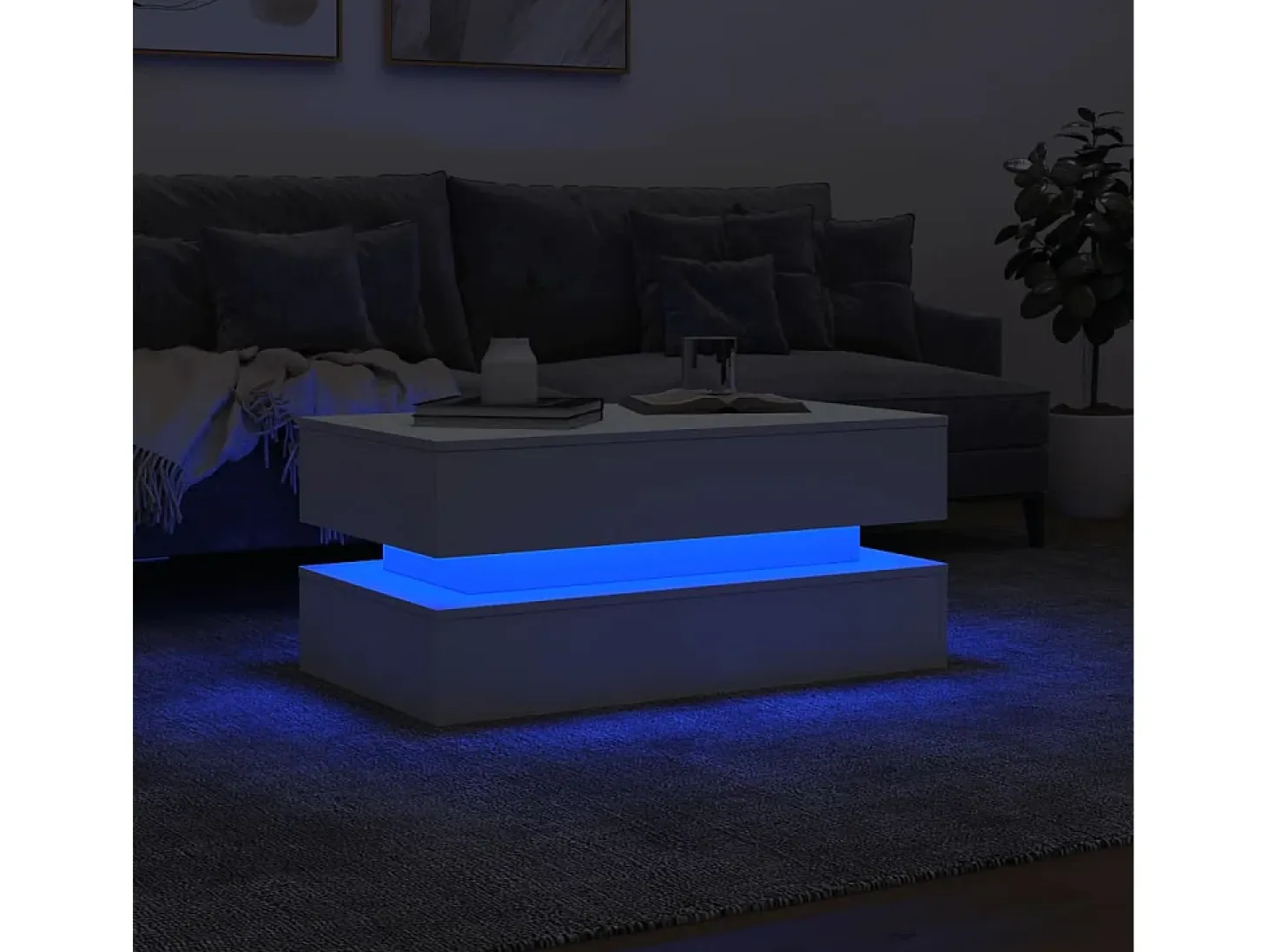 Mesa de centro con luces LED blanco 90x50x40 cm