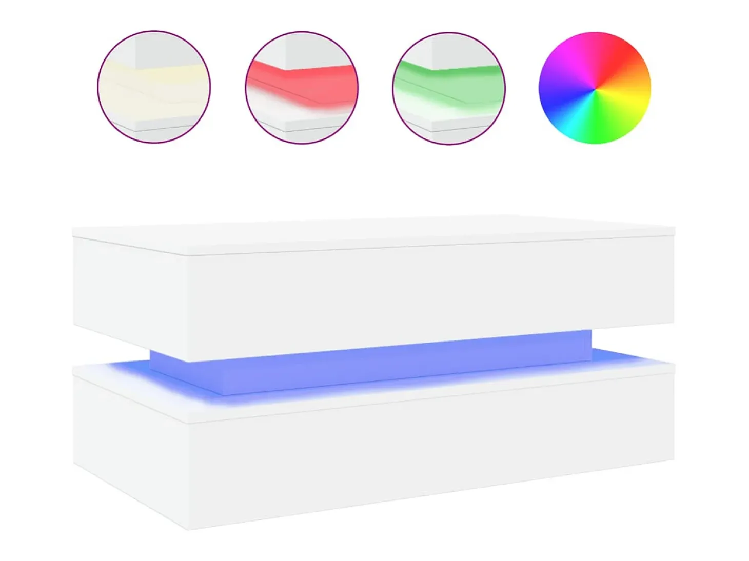 Mesa de centro con luces LED blanco 90x50x40 cm