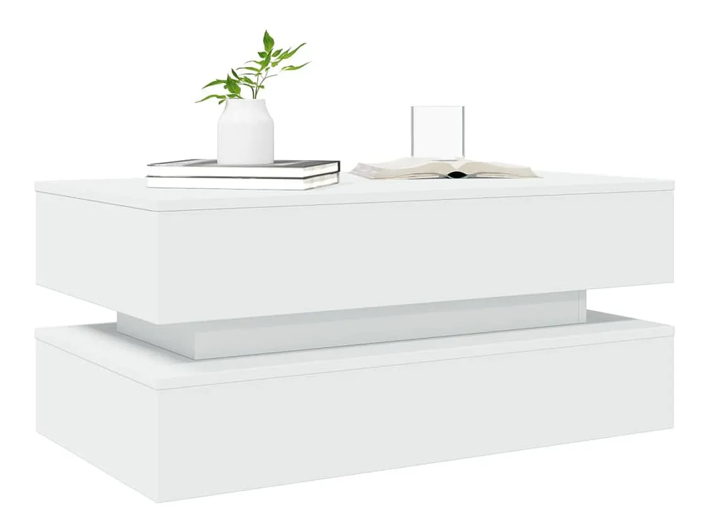 Mesa de centro con luces LED blanco 90x50x40 cm