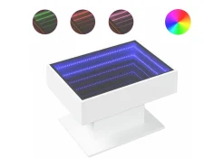Mesa de centro con luz LED madera ingeniería blanca 70x50x45 cm