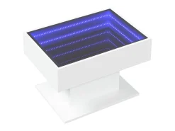 Mesa de centro con luz LED madera ingeniería blanca 70x50x45 cm
