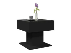 Mesa de centro con luz LED madera ingeniería negra 50x50x45 cm