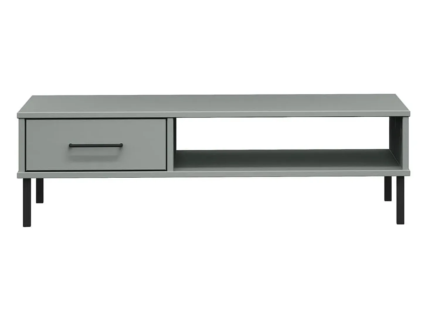 Mesa de centro con patas de metal OSLO madera maciza pino gris