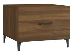 Mesa de centro con patas de metal marrón roble 50x50x40 cm