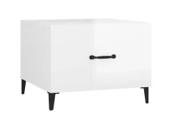 Mesa de centro con patas de metal blanco brillante 50x50x40 cm ES15337