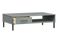 Mesa de centro con patas de metal OSLO madera maciza pino gris