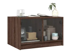 Mesa de centro con puertas de vidrio marrón roble 68x50x42 cm
