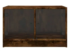 Mesa de centro con puertas de vidrio roble ahumado 68x50x42 cm