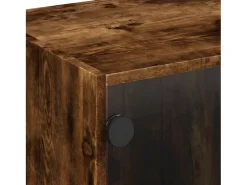 Mesa de centro con puertas de vidrio roble ahumado 68x50x42 cm