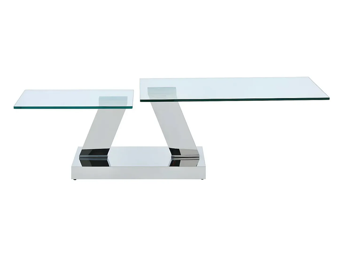Mesa de centro con tableros giratorios - Vidrio templado y acero inoxidable - Transparente - OYRUS