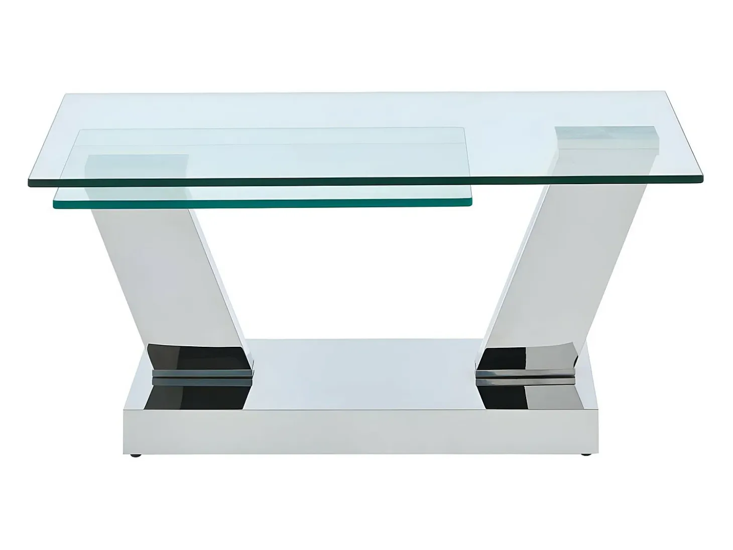Mesa de centro con tableros giratorios - Vidrio templado y acero inoxidable - Transparente - OYRUS