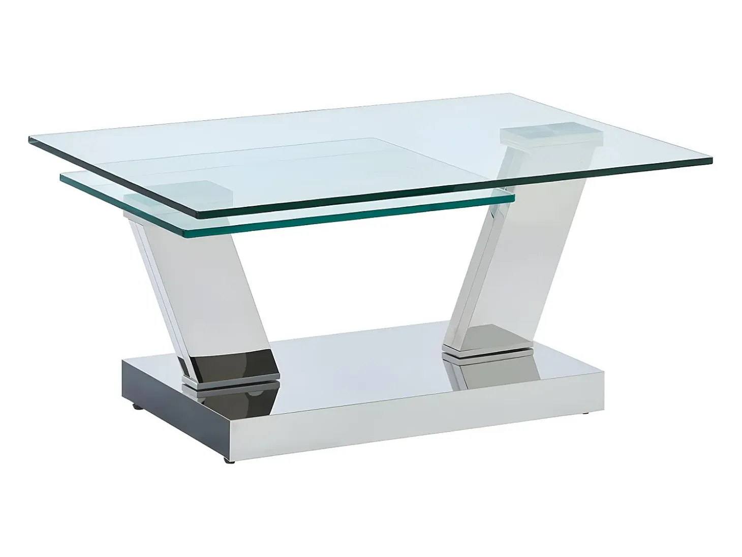 Mesa de centro con tableros giratorios - Vidrio templado y acero inoxidable - Transparente - OYRUS
