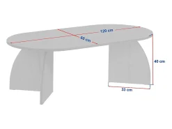 Mesa de centro con tapa ovalada y patas curvas L120 cm - SELENE
