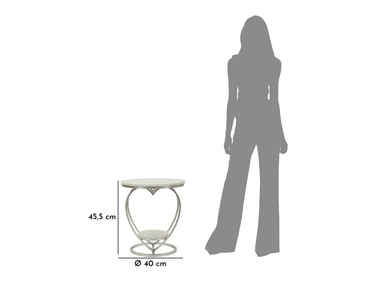 Mesa de Centro Corazón 1, Plata, 40x40x45,5 cm, Kendra Home