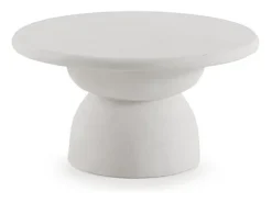Mesa de centro de 70 cm de diámetro de poliresina cemento blanco