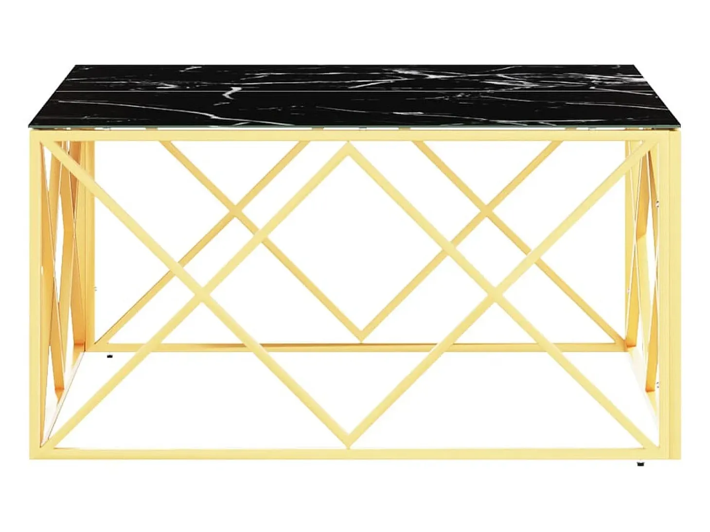 Mesa de centro de acero inoxidable y vidrio dorada 80x80x40 cm