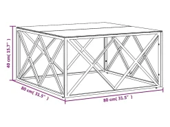 Mesa de centro de acero inoxidable y vidrio dorada 80x80x40 cm
