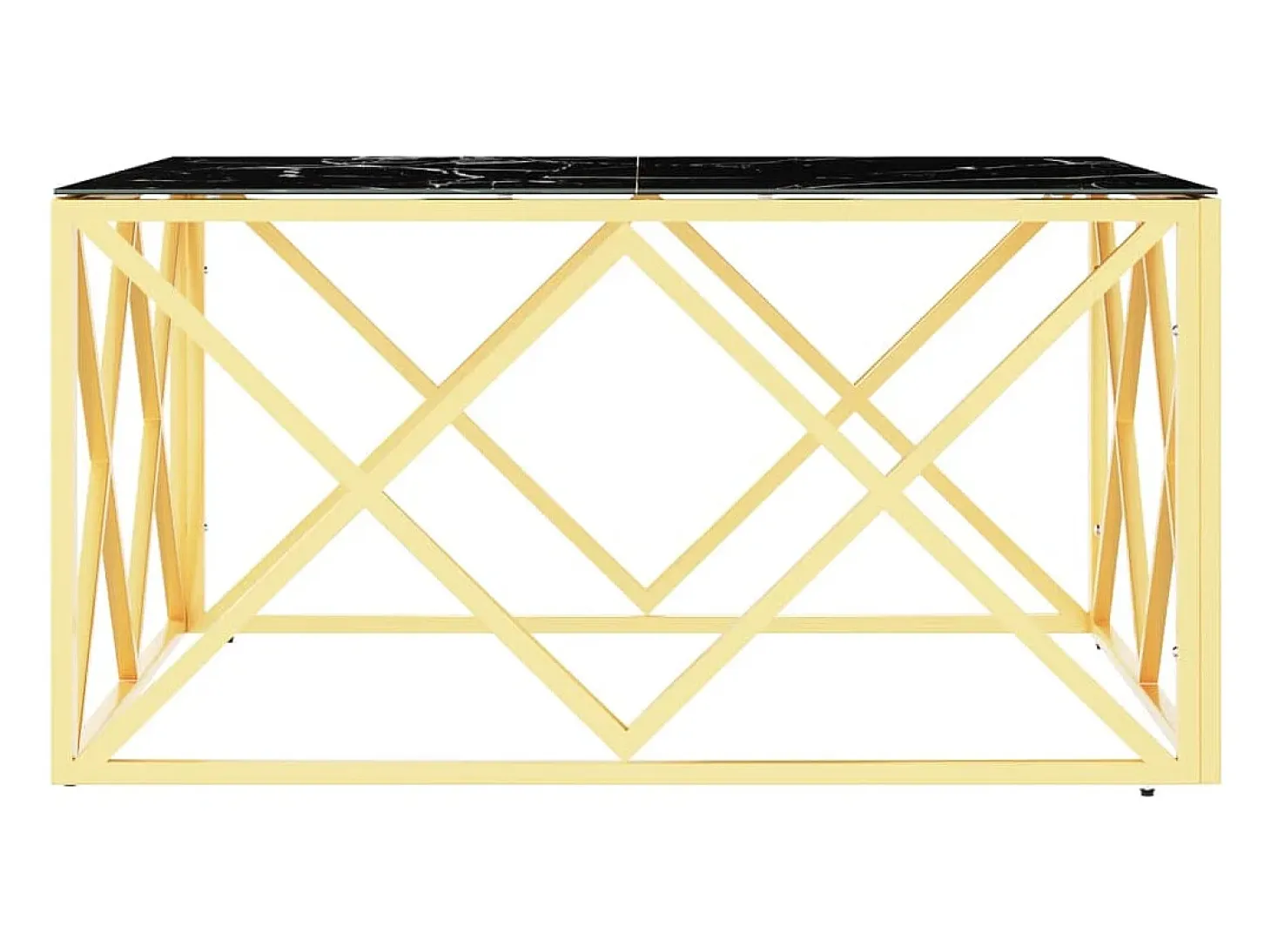 Mesa de centro de acero inoxidable y vidrio dorada 80x80x40 cm
