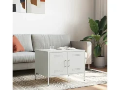 Mesa de centro de acero laminado en frío blanco 68x50x50,5 cm