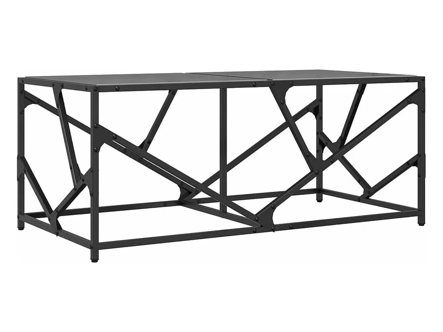 Mesa de centro de acero superficie de vidrio negra 98,5x50x41cm