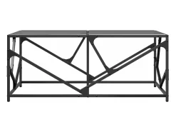 Mesa de centro de acero superficie de vidrio negra 98,5x50x41cm