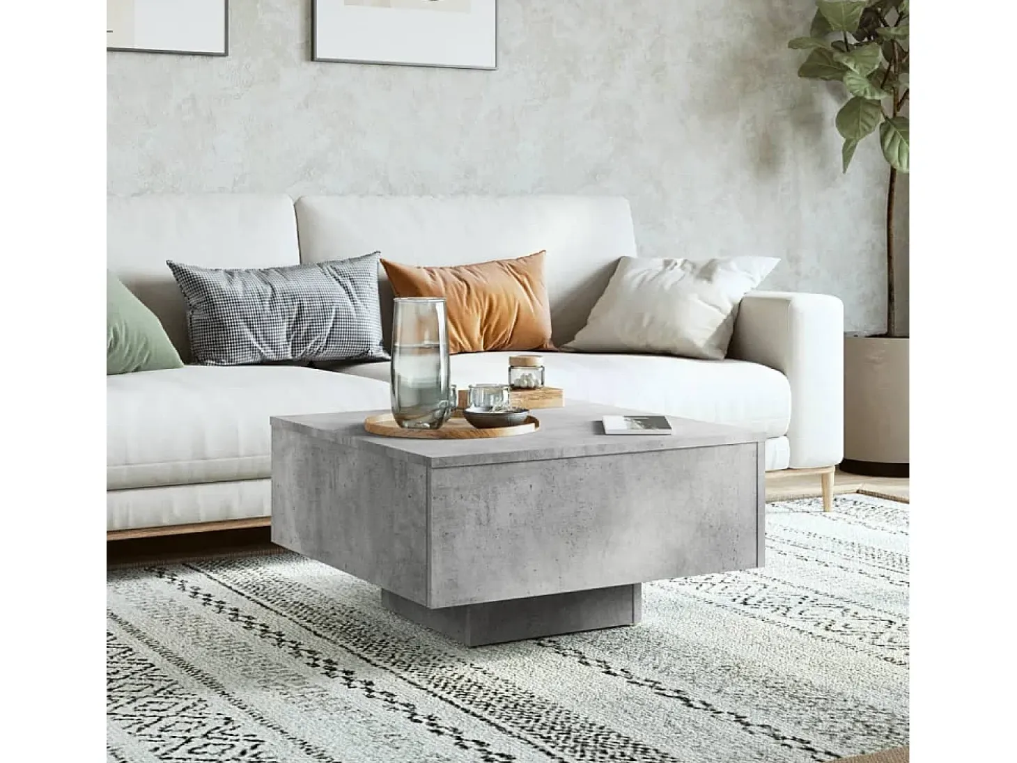 Mesa de centro de aglomerado gris 60x60x31,5 cm