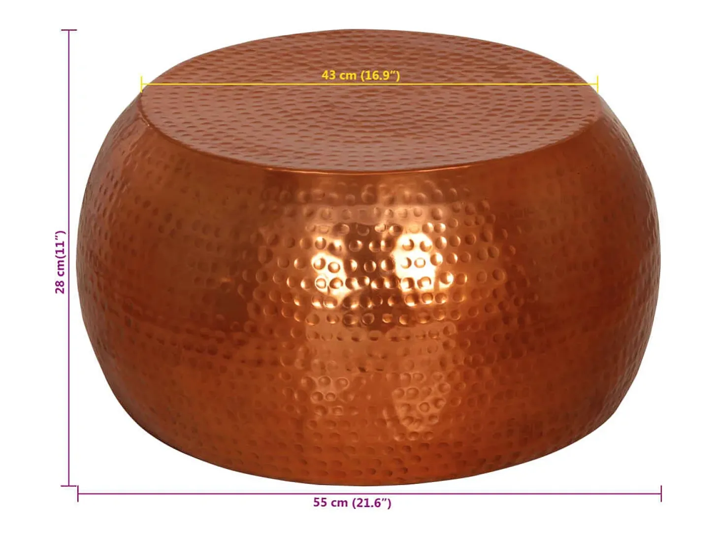 Mesa de centro de aluminio color latón Ø55x28 cm