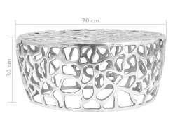 Mesa de centro de aluminio fundido plateado 70x30 cm