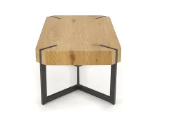 Mesa de centro de diseño con tablero de roble y patas de acero negro Brest