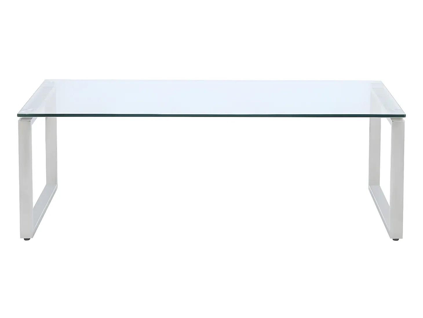 Mesa de centro de diseño FREYA en cristal templado y metal cromado