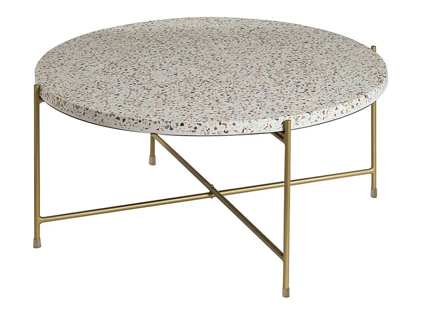 Mesa de centro de diseño redonda de terrazo y metal dorado 81 cm diám. MEZZO