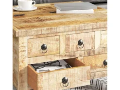Mesa de centro de madera de mango rugosa 70x70x40 cm