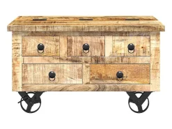Mesa de centro de madera de mango rugosa 70x70x40 cm