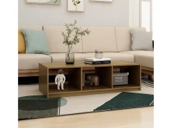 Mesa de centro de madera maciza pino marrón miel 110x50x34 cm