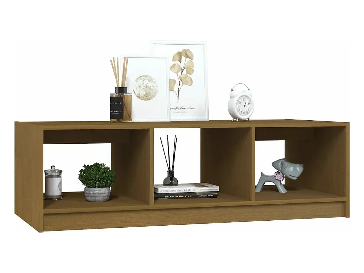 Mesa de centro de madera maciza pino marrón miel 110x50x34 cm
