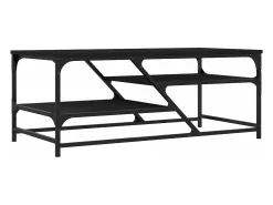 Mesa de centro de madera contrachapada negro 100x49x40 cm