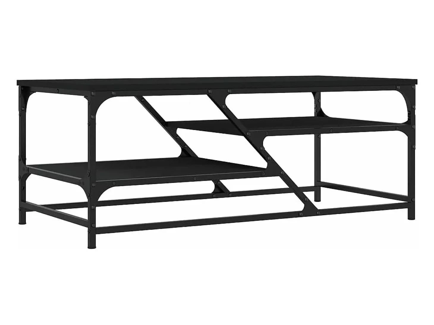 Mesa de centro de madera contrachapada negro 100x49x40 cm